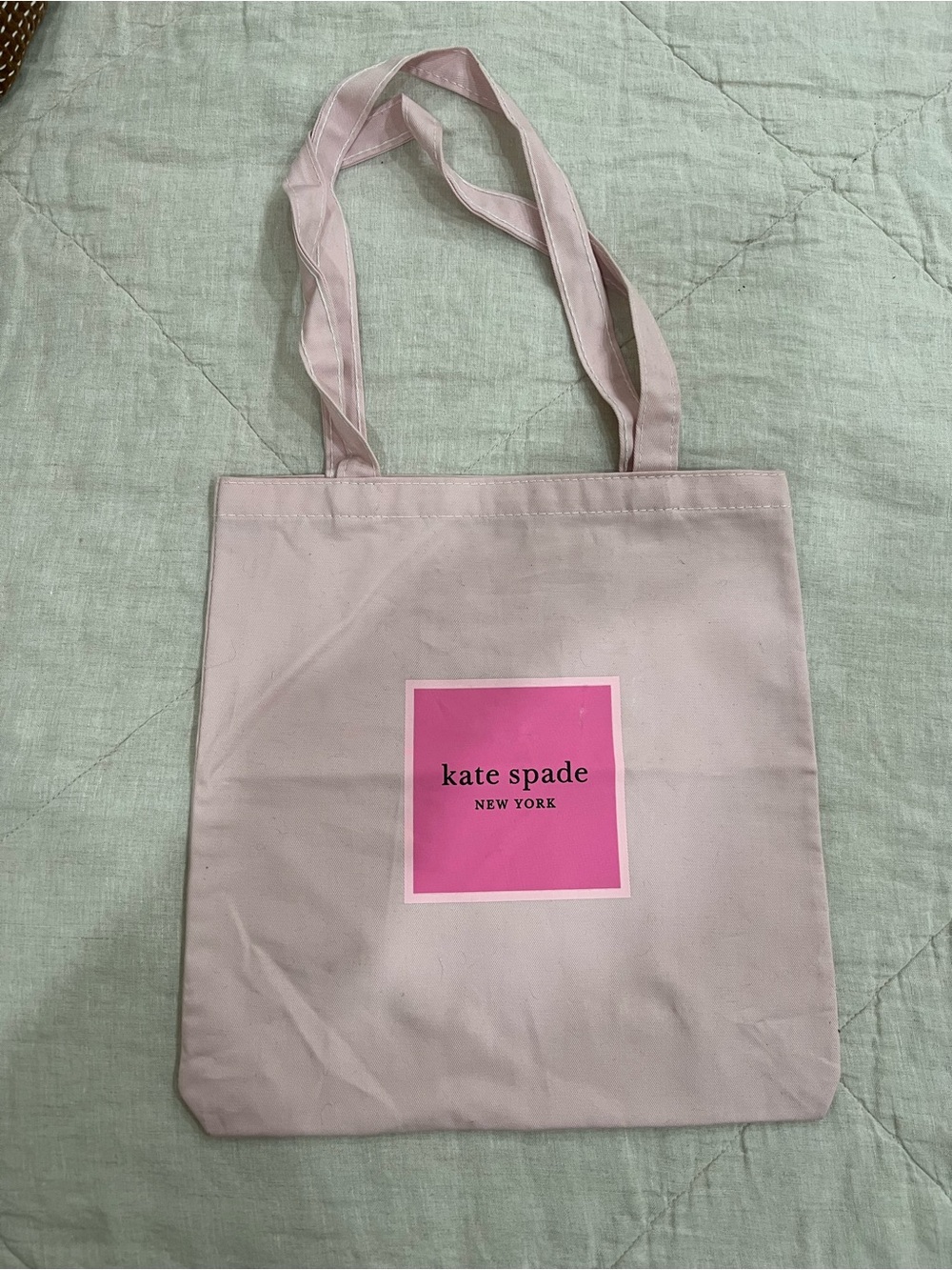 kate spade Light Pink Canvas Tote with Hot Pink Logo Square